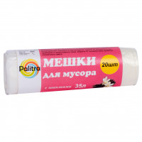 Пакеты для мусора 35л*20шт с завязками белые 9мкм