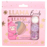 Набор "Llama Beauty" (радужный хайлайтер+3 баночки глиттера для лица и тела) 