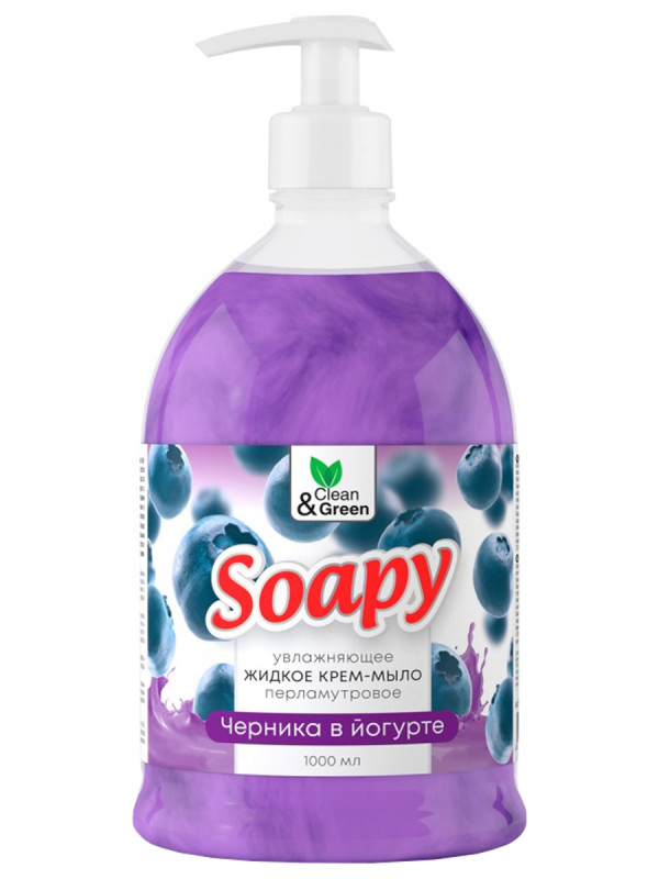 Soapy Крем-мыло жидкое перламутровое Черника в йогурте 1л дозатор